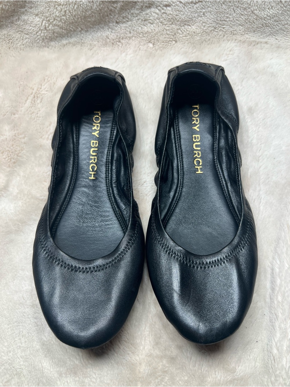 Tory Burch Eddie Ballet Flats in perfect black lamb leather size 9